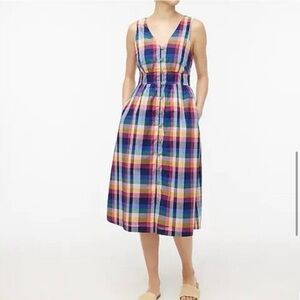 Jcrew Factory Plaid Midi Summer Dress- Size 8